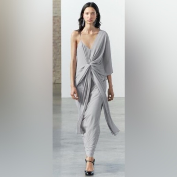 Zara 3Way Asymmetrical Ruched Maxi Gown- Georgette -from the UK *RARE* - Picture 9 of 9